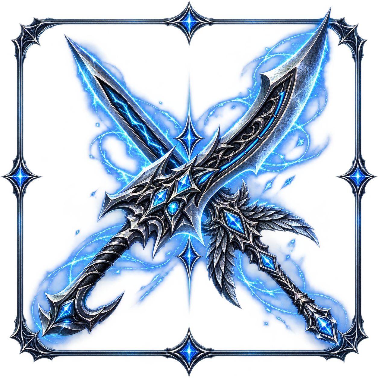 Crossed swords representing the world of L2 Mythical