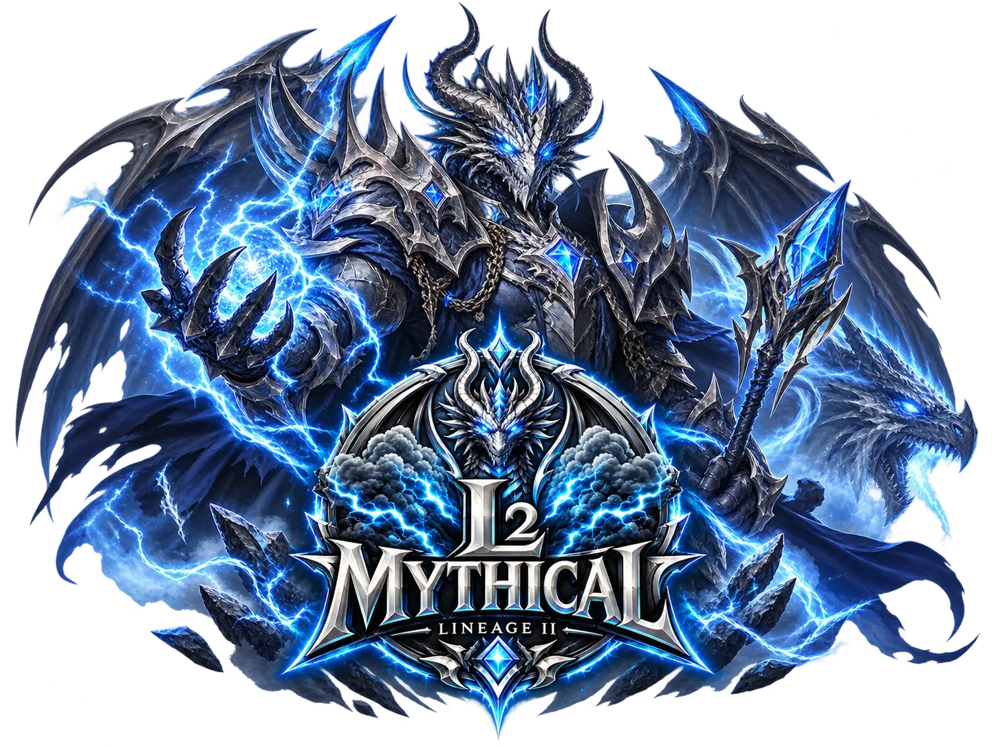 L2 MYTHICAL armored dragon and lightning emblem